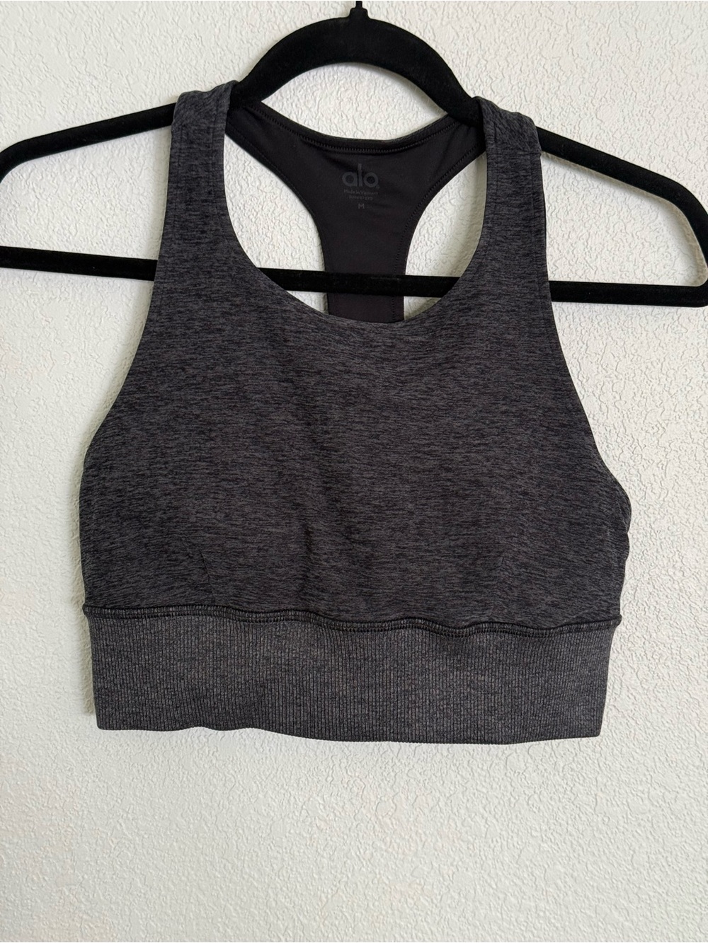 ALO Yoga Serenity Charcoal Gray Racerback Sports Bra